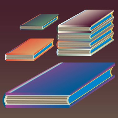 Renkli kitap yığını. Vektör çizim