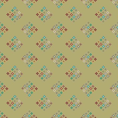 Çiçekler, vektör çizim ile çok renkli geometrik seamless modeli 