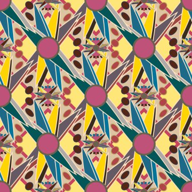 Çiçekler, vektör çizim ile çok renkli geometrik seamless modeli 