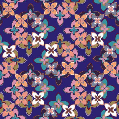 Çiçekler, vektör çizim ile çok renkli geometrik seamless modeli 