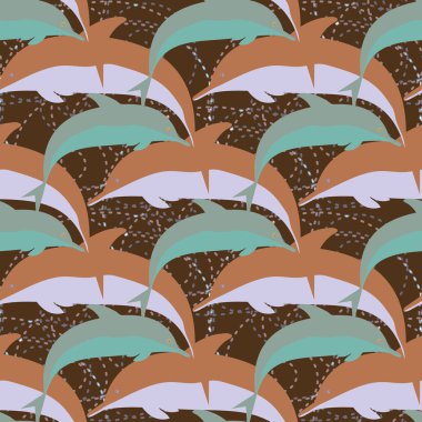 Yunuslar su altında çizim arka planı için bir sürü ile sorunsuz doku