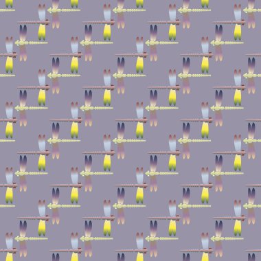 Dekoratif renkli seamless modeli ile şirin yusufçuk