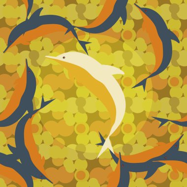 Yunuslar su altında çizim arka planı için bir sürü ile sorunsuz doku