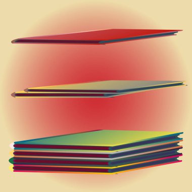 Renkli Notebook yığınları. Vektör çizim