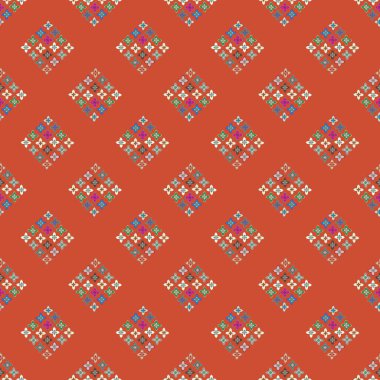 Çiçekler, vektör çizim ile çok renkli geometrik seamless modeli 