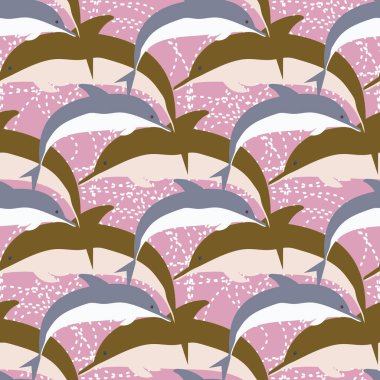 Yunuslar su altında çizim arka planı için bir sürü ile sorunsuz doku