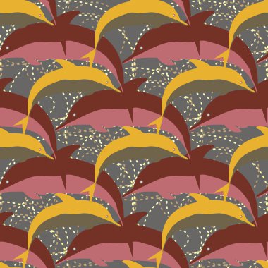 Yunuslar su altında çizim arka planı için bir sürü ile sorunsuz doku