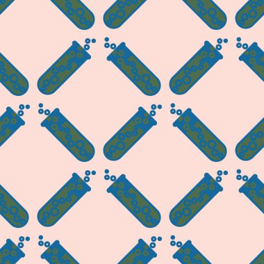 Kimya test tüpleri parlak arka plan üzerinde. Seamless modeli.