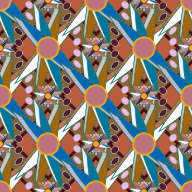 Çiçekler, vektör çizim ile çok renkli geometrik seamless modeli 