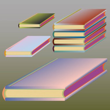 Renkli kitap yığını. Vektör çizim
