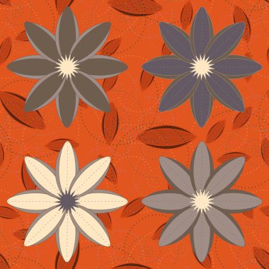 Çiçekler, vektör çizim ile çok renkli geometrik seamless modeli 