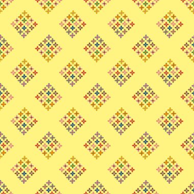 Çiçekler, vektör çizim ile çok renkli geometrik seamless modeli 