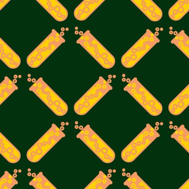 Kimya test tüpleri parlak arka plan üzerinde. Seamless modeli.