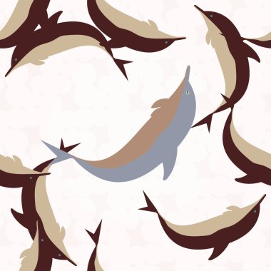 Yunuslar su altında çizim arka planı için bir sürü ile sorunsuz doku