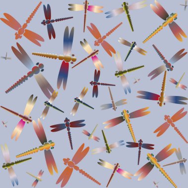 Dekoratif renkli seamless modeli ile şirin yusufçuk