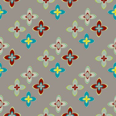 Çiçekler, vektör çizim ile çok renkli geometrik seamless modeli 