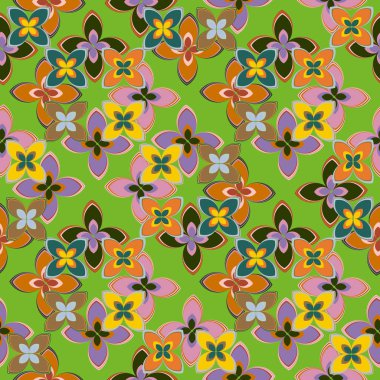 Çiçekler, vektör çizim ile çok renkli geometrik seamless modeli 