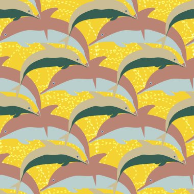 Yunuslar su altında çizim arka planı için bir sürü ile sorunsuz doku