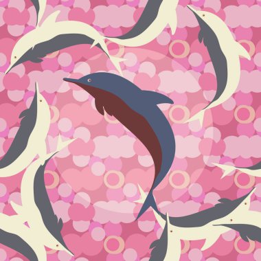 Yunuslar su altında çizim arka planı için bir sürü ile sorunsuz doku