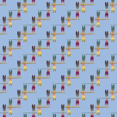 Dekoratif renkli seamless modeli ile şirin yusufçuk