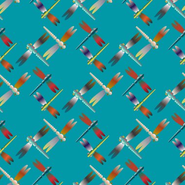 Dekoratif renkli seamless modeli ile şirin yusufçuk