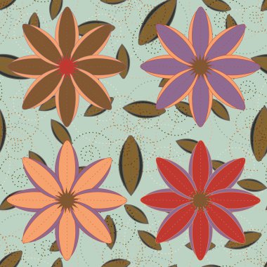 Çiçekler, vektör çizim ile çok renkli geometrik seamless modeli 