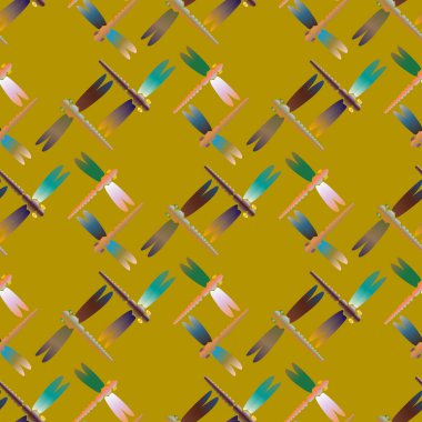 Dekoratif renkli seamless modeli ile şirin yusufçuk