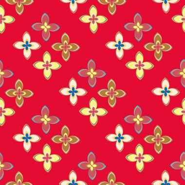 Çiçekler, vektör çizim ile çok renkli geometrik seamless modeli 