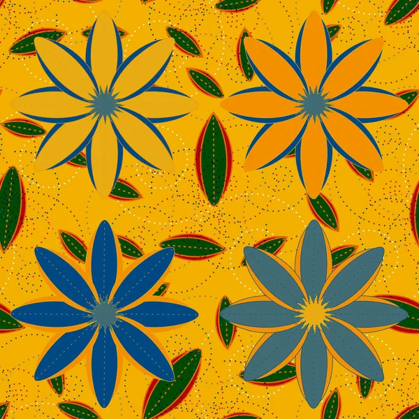 Çiçekler, vektör çizim ile çok renkli geometrik seamless modeli 