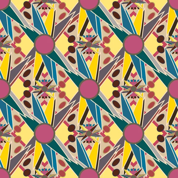 Geometrisches Mehrfarbiges Nahtloses Muster Mit Blumen Vektorillustration — Stockvektor