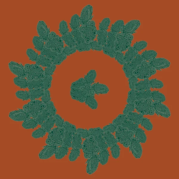 Nova Mandala Simétrica Estilo Zentangle Arte Inspirada Com Doodle — Vetor de Stock