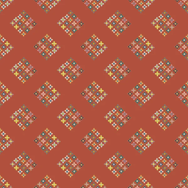 Çiçekler, vektör çizim ile çok renkli geometrik seamless modeli 