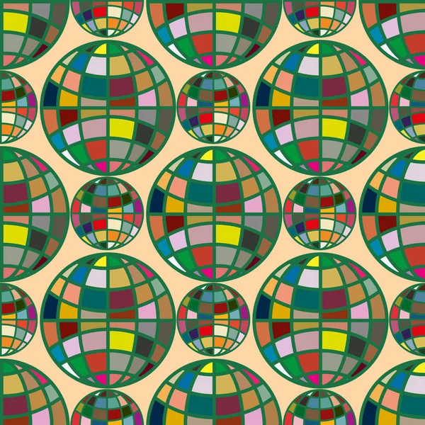 Цветовой Бесшовный Рисунок Сотрудничающими Земными Шарами — стоковый вектор