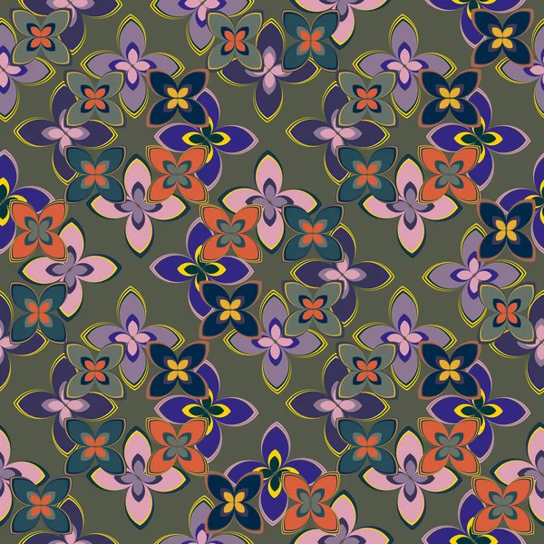 Çiçekler, vektör çizim ile çok renkli geometrik seamless modeli 