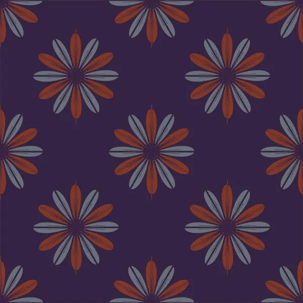 Geometriska Multicolor Sömlösa Mönster Med Blommor Vektorillustration — Stock vektor