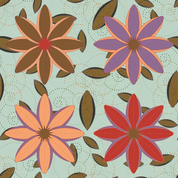 Çiçekler, vektör çizim ile çok renkli geometrik seamless modeli 