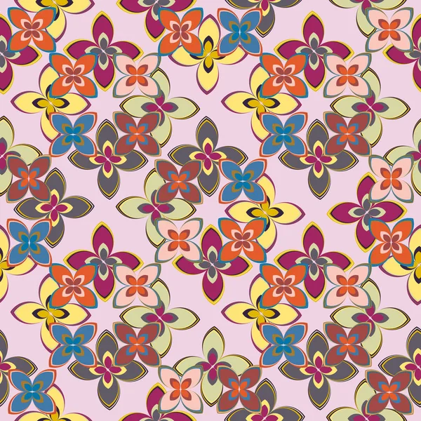 Çiçekler, vektör çizim ile çok renkli geometrik seamless modeli 