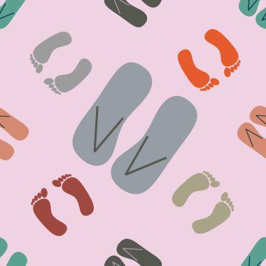 Renk seamless modeli terlik ve ayak izleri ile.