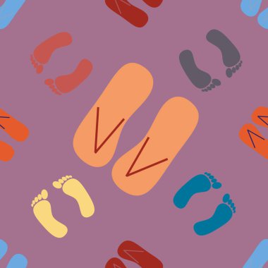 Renk seamless modeli terlik ve ayak izleri ile.