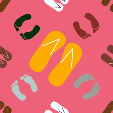 Renk seamless modeli terlik ve ayak izleri ile.