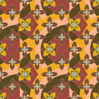 Çiçekler, vektör çizim ile çok renkli geometrik seamless modeli 