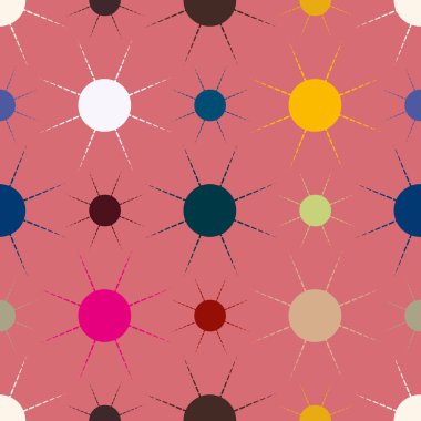 Çok renkli basit geometrik güneş ile Seamless modeli.