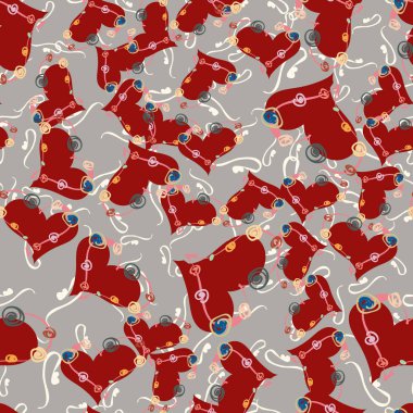 Soyut kalp doodle arka plan için seamless modeli. 