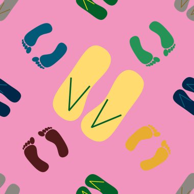Renk seamless modeli terlik ve ayak izleri ile.