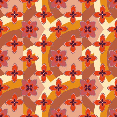 Çiçekler, vektör çizim ile çok renkli geometrik seamless modeli 