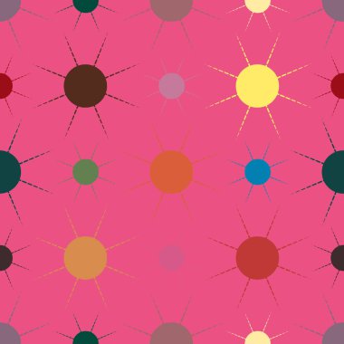 Çok renkli basit geometrik güneş ile Seamless modeli.