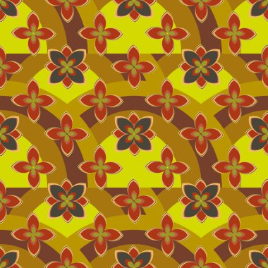 Çiçekler, vektör çizim ile çok renkli geometrik seamless modeli 