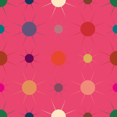 Çok renkli basit geometrik güneş ile Seamless modeli.