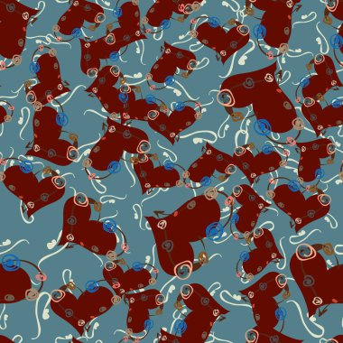 Soyut kalp doodle arka plan için seamless modeli. 