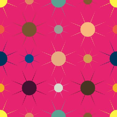 Çok renkli basit geometrik güneş ile Seamless modeli.